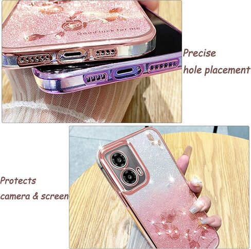 CCSmall لهاتف Motorola Edge 50 Fusion Bling Case Crossbody Lanyard للنساء الفتيات، غطاء معصم بحزام كتف على شكل زهرة الماس اللامعة لطيف لامع لهاتف Moto Edge 50 Fusion YSH Rose in Saudi Arabia