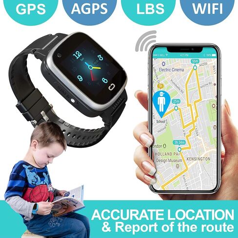 2024 أفضل 4G GPS Tracker ساعة هاتف ذكي غير مقفلة للأطفال مع كاميرا Sim ومكالمات فيديو ومتتبع اللياقة البدنية لأعياد الميلاد للأطفال والأولاد والبنات iOS Android الذكي (أسود) in Saudi Arabia