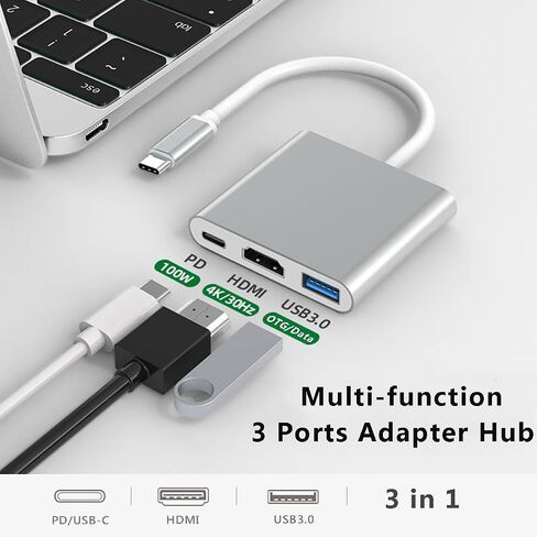 محول USB C إلى HDMI للتبديل، محول AV رقمي متعدد المنافذ 3 منافذ USB C مع USB 3.0، مخرج HDMI 4K ومنفذ شحن PD 100W لأجهزة MacBook Pro وiPad Pro وNintendo Switch وغيرها من أجهزة USB C in Kuwait