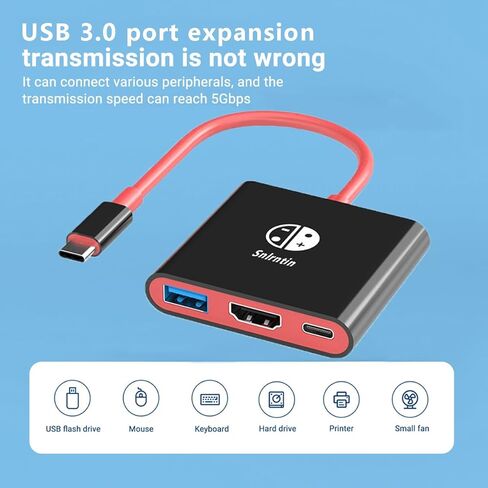 USB C to HDMI Adapter for Switch, 3 Ports USB C Multiport Digital AV Converter with USB 3.0, 4K HDMI Output & PD 100W Charging Port for MacBook Pro, iPad Pro, Nintendo Switch, etc USB C Devices in Kuwait