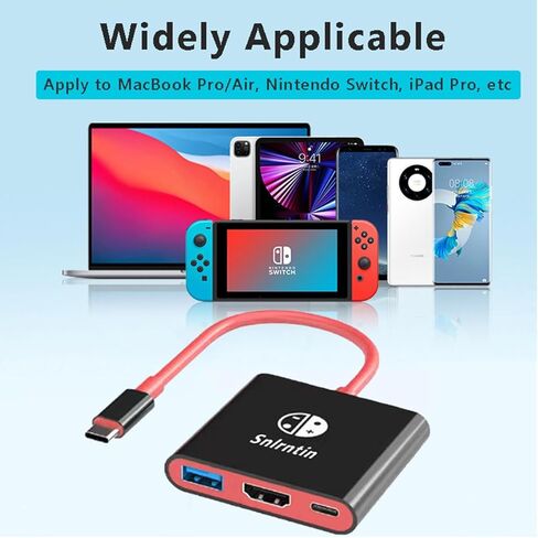 USB C to HDMI Adapter for Switch, 3 Ports USB C Multiport Digital AV Converter with USB 3.0, 4K HDMI Output & PD 100W Charging Port for MacBook Pro, iPad Pro, Nintendo Switch, etc USB C Devices in Kuwait
