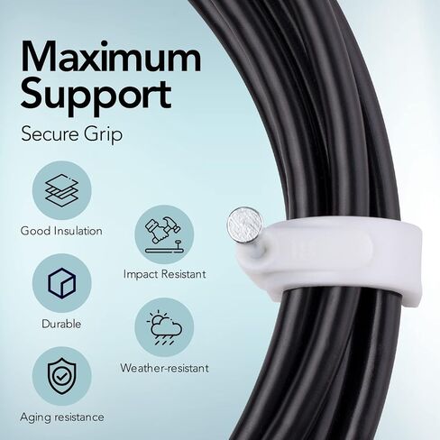 100-Pack Mini Round Cable Clips- Computer Cable Management Clips for Appliances, Ethernet, Coaxial Cable & Extension Cords - Mini Wire Nail Clips for Wood, Brick, Cement, Indoor and Ourdoor Walls in Saudi Arabia