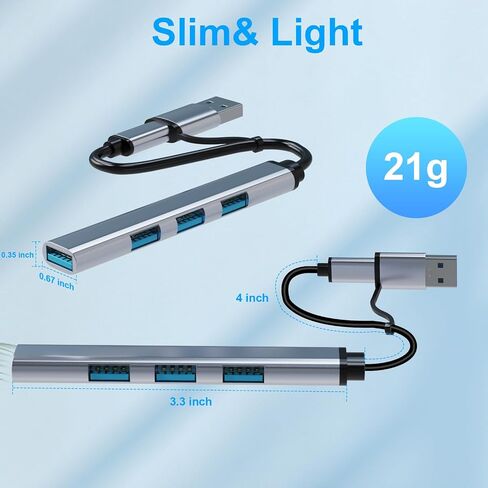 USB C to USB Hub 4 in 1 Multiport Adapter, Aluminum 4 Ports USB C Splitter for Laptop, Compatible with MacBook Pro/Air, iPad Pro, iMac, iPhone 15 Pro/Pro Max in Saudi Arabia