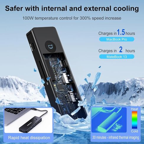 USB C HUB 8 in 1, USB C HUB Multiport Adapter with USB C to 4K HDMI, 2*USB-A 3.0, 2*USB-C 3.0-Data Port, 4K HDMI, PD 100W & SD/TF Card Reader, Dongle Adapter USB C HUB for MacBook/Laptops/iPhone Black in Saudi Arabia