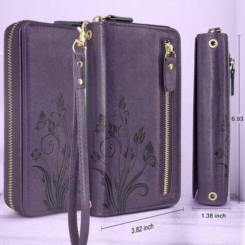 حافظة Lacass لهاتف Google Pixel 9/9 Pro 2024، حافظة محفظة جلدية مغناطيسية مزدوجة بسحاب قابل للفصل وغطاء معصم وحزام معصم و13 فتحة للبطاقات وجيب للنقود (رمادي زهري) in Kuwait