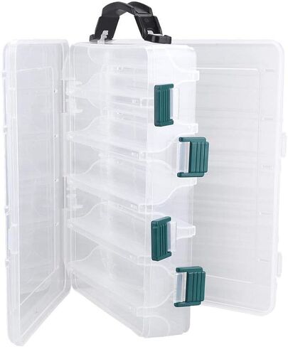 TOPINCN Plastic Clear Fishing Lure Box, 10/14 Slots Double Sided Fishing Tackle Box Fishing Storage Box Organizer Hooks Accessory Storage Case Container (14 Slots) in Saudi Arabia