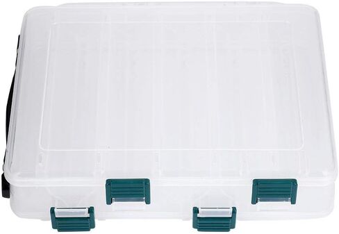 TOPINCN Plastic Clear Fishing Lure Box, 10/14 Slots Double Sided Fishing Tackle Box Fishing Storage Box Organizer Hooks Accessory Storage Case Container (14 Slots) in Saudi Arabia