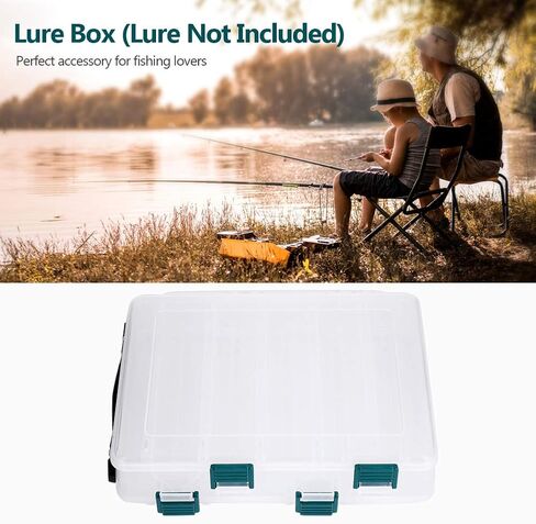 TOPINCN Plastic Clear Fishing Lure Box, 10/14 Slots Double Sided Fishing Tackle Box Fishing Storage Box Organizer Hooks Accessory Storage Case Container (14 Slots) in Saudi Arabia