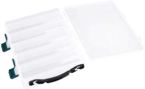 TOPINCN Plastic Clear Fishing Lure Box, 10/14 Slots Double Sided Fishing Tackle Box Fishing Storage Box Organizer Hooks Accessory Storage Case Container (14 Slots) in Saudi Arabia