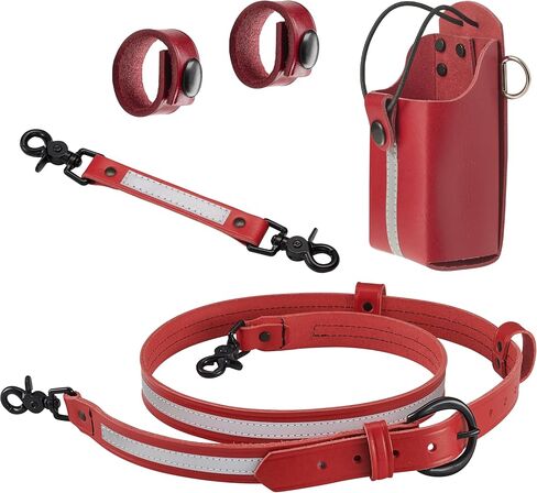 Shield Wallets Reflective Red Leather Firefighter Bundle Anti-Sway Strap for Radio Strap, Radio Strap/Belt, Firefighter's Radio Holder with Black Rivets in Saudi Arabia