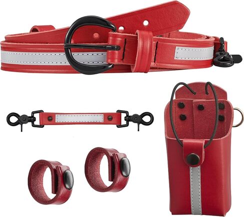 Shield Wallets Reflective Red Leather Firefighter Bundle Anti-Sway Strap for Radio Strap, Radio Strap/Belt, Firefighter's Radio Holder with Black Rivets in Saudi Arabia