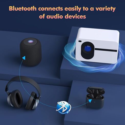 جهاز عرض مزود بواي فاي وبلوتوث، جهاز عرض صغير أصلي 1080 بكسل 15000 لتر، جهاز عرض فيديو للمسرح المنزلي، جهاز عرض محمول متوافق مع iOS/Android PC/TV Stick/HDMI/USB/AV (أبيض) in Kuwait