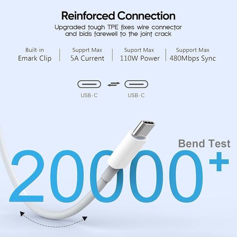 10FT MacBook Pro & MacBook Air 13, 14, 15, 16 inch & iPhone 15 Pro Max Charger Fast Charging, Fast USB C Apple Laptop Charger with 10 Feet USB C to Type C Charge Cable,30W MacBook Air Computer Charger in Saudi Arabia