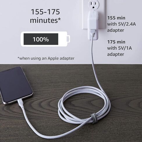 سلك كابل USB-A إلى Lightning من Amazon Basics، شاحن معتمد من MFi لأجهزة Apple iPhone وiPad، وعمر 20,000 منحنى - فضي، 6 أقدام in Saudi Arabia