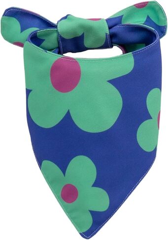 Branson's Buddies Dog Bandana - 2 Pack | Flower | Premium & Durable Polyester Fabric | Adjustable Fit | Multiple Sizes Offered (Blue & Green, Medium) in Saudi Arabia