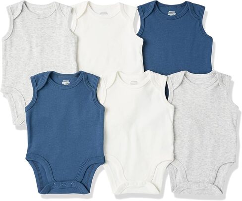 Amazon Essentials Unisex Babies' Sleeveless Bodysuits, Pack of 6 in Saudi Arabia
