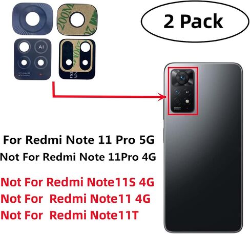 قطعتان من غطاء العدسة الزجاجية للكاميرا الخلفية الخلفية لهاتف Xiaomi Redmi Note 11 Pro 5G 6.67 بوصة 108 ميجابكسل مع مجموعة أدوات لاصقة وإصلاح (نوت 11 برو) in Saudi Arabia