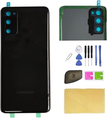 مجموعة أغطية زجاجية خلفية بديلة لهاتف Galaxy s20 لهاتف Samsung Galaxy S20 SM-G980 SM-G981 مقاس 6.2 بوصة - أسود كوني (لا يناسب إصدار Galaxy s20 Plus) in Kuwait