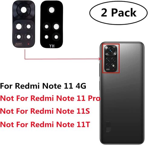 قطعتان من غطاء العدسة الزجاجية للكاميرا الخلفية الخلفية لهاتف Xiaomi Redmi Note 11 Pro 5G 6.67 بوصة 108 ميجابكسل مع مجموعة أدوات لاصقة وإصلاح (نوت 11 برو) in Kuwait