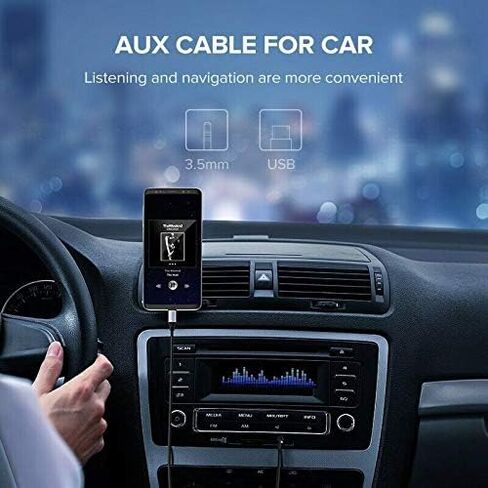 سلك AUX من Accessonico للهاتف Android إلى السيارة، سلك Android Aux للسيارة USB من النوع C إلى 3.5 مم محول ستيريو كابل صوت ذكر in Saudi Arabia
