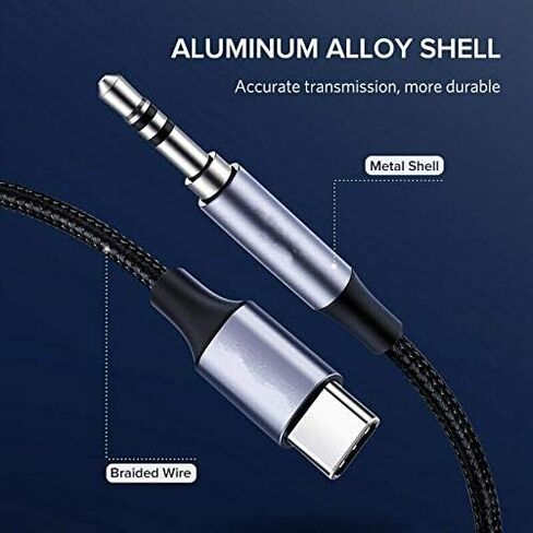 سلك AUX من Accessonico للهاتف Android إلى السيارة، سلك Android Aux للسيارة USB من النوع C إلى 3.5 مم محول ستيريو كابل صوت ذكر in Saudi Arabia