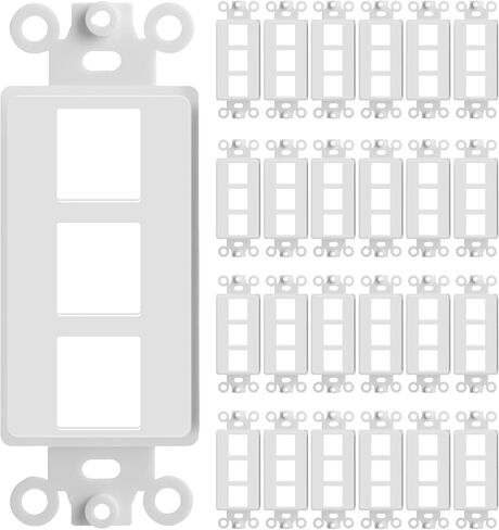 Big-A - 25 Pack 4 Port Decora Wall Plate 1-Gang Keystone Decora Insert, Jack Single Gang Decora Wall Plate - White in Saudi Arabia