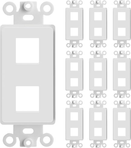 Big-A - 25 Pack 4 Port Decora Wall Plate 1-Gang Keystone Decora Insert, Jack Single Gang Decora Wall Plate - White in Saudi Arabia
