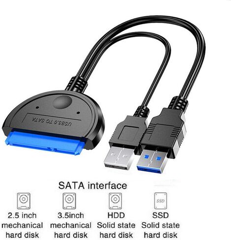 1 قطعة USB 3.0 إلى 2.5 "SATA III محول القرص الصلب 2.5 بوصة SSD HDD محول مع كابل بيانات منفذ USB مزدوج دعم UASP in Kuwait