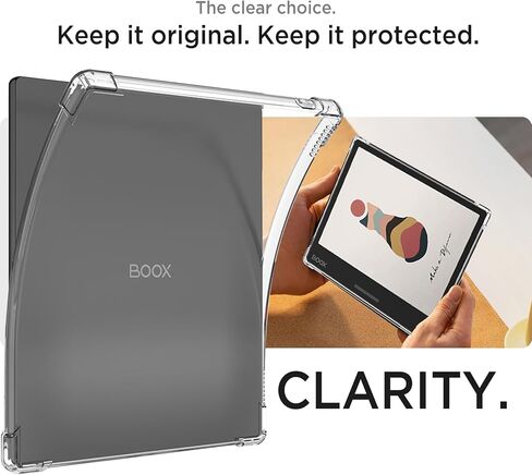 Miimall Clear Case for Boox Leaf 2/3/3 C/Boox Tablet Go Color 7/Boox Page Non-Yellowing, Full Coverage Corner Air-Cushion TPU Soft Shockproof Protective Case for Boox Leaf 3 eReader 7 Inch, Clear in Saudi Arabia