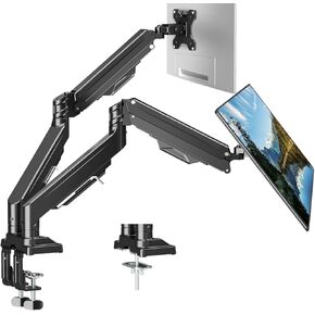 Dual Monitor Mount for Screens up to 43", Heavy Duty Ultrawide Dual Monitor Arm Holds Max 33lbs Each, Premium Gas Spring Adjustable Computer Monitor Stand for 2 Monitors, VESA Desk Mount