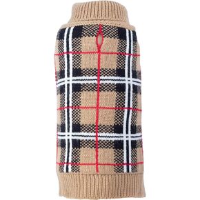The Worthy Dog Tan Plaid Sweater-Small