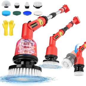 Electric Spin Scrubber for DeWalt 20V Battery(Battery NOT Included), 1000 RPM Battery Powered Scrubber with Adjustable Extension Arm & 8 Brushes & Hook Gloves for Tub/Tile/Floor