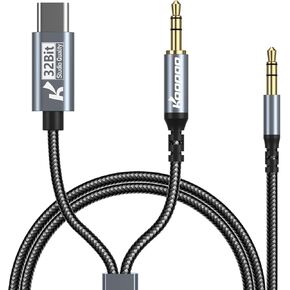 KOOPAO USB C to 3.5mm Audio Aux Jack Cable 7FT, 2-in-1 Type C Adapter to 3.5mm Aux Auxiliary Audio with Male to Male Stereo Audio Cord Compatible with Google Pixel 2 3 XL Moto Z Galaxy Note10+