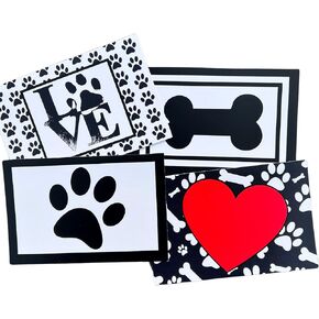 Dog Stationery Cards with Four Designs (4X6 Inches, 16 Cards, 18 Envelopes) Blank inside for dog thank you notecards, pet sympathy for veterinarians, dog groomers (4 Design Paw and Bone)
