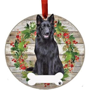 E&S Imports Black Poodle Ornament - Pets DIY Personalizable Dog Gifts Ceramic Round with Glazed Finish X-mas Decoration Christmas Ornaments Craft for Pet Lovers