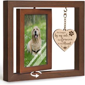 Pet Memorial Picture Frame Gifts, Rotating Floating Forever In My Heart Picture Frame, Pet Memorial Bereavement Remembrance Gifts, Pet Footprint Gift Photo Frames, Paw Prints Sympathy Picture Frame 4x6-44