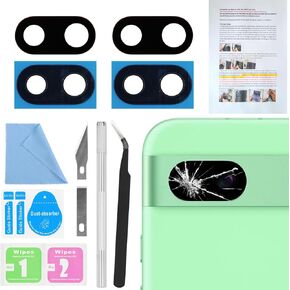 2 PCS for ASDAWN Back Rear Camera Lens Glass Replacement for Google Pixel 8a with Pre-Installed Adhesive, 6.1 Inches Pixel 8a Back Camera Lens Glass kit with Installation Manual + Repair Tool Set