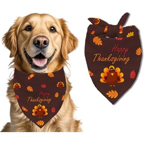 Thanksgiving Cute Turkey Dog Bandana, Pet Scarf, Pet Accessories Printed Bibs Handkerchief for Girl or Boy Dog, Square Adjustable Girl or Boy Dog Bandana