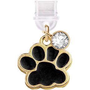 ELISE & FONDA TP409 Type-C USB Charging Port Anti Dust Plug Little Cat Paw Cell Phone Charm for iPhone 15 /Samsung/OnePlus/Xiaomi/oppo Android Phones (Black)