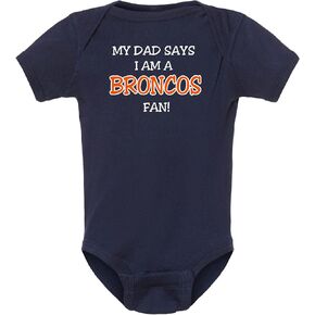 Curiositees My Dad/Grandpa/Uncle Says I am a Broncos Fan Baby Boy Bodysuit Outfit - Navy