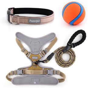 Adjustable Dog Harness - No Pull, Reflective, Soft Padded for Small, Medium, Large Dogs - Includes Leash and Collar Black S