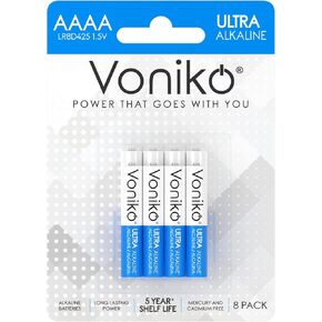 Voniko – Premium Grade AAAA Batteries (8 Pack) – Ultra Long Lasting, 5-Year Shelf Life, Leakproof 1.5V AAAA Alkaline Battery – Perfect for Stylus Pens, Glucose and Blood Monitors, and More