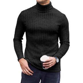 Ekouaer Men Turtleneck Shirts Lightweight Long Sleeve T Shirt Ribbed Thermal Tops Baselayer Pullover S-XXL