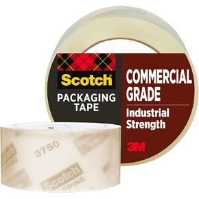 Scotch Commercial Grade Shipping Packaging Tape, 1.88"x 54.6 yd, For Tough, Industrial Use, 1 Roll (3750)