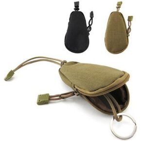 2pcs Coin Keychain Mini Oxford Coin Purse Keychain Pouch Accessories Military Gear Bag Case for Wallet, Change Purse(black,brown)