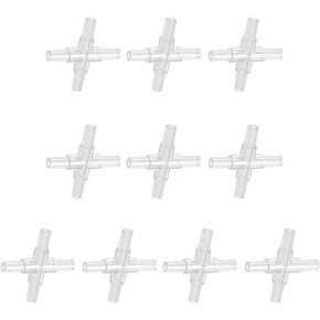 lasenersm 10 Pieces Aquarium Air Valve Connector Aquarium Air Tube Connector Plastic 4 Way Connector Cross Shape Tubing Connector for Fish Tank 4mm Airline Tube, Transparent