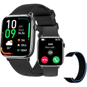Smart Watch for Women/Men(Answer/Make Calls),1.75'' AMOLED Health & Fitness Tracker with IP68 Waterproof 100+ Sport Modes,Heart Rate/Sleep Monitor/Pedometer/Blood Pressure/SpO2 for iOS Android Phones