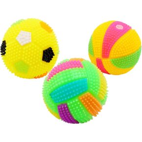 BESPORTBLE 3pcs Dog Fetch Pet Bouncy Rubber Pet Chasing Pet Squeaky Toys Puppy Cat Biting Toy Light up Dog Cat Interactive Squeaky Toy Small Dog Chew Toys Pet Dog Toy Football Bite The Ball