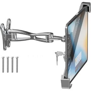 Anti-Theft Tablet Wall Mount for 9"-14" iPad, Foldable Tablet Security Stand & Locking Tablet Holder, 360° Adjustable Wall Arm Mount Compatible with iPad Pro13 Air Mini, Surface Pro, Galaxy Tab