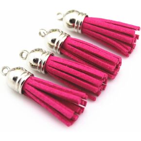 40 Silver CCB 1-1/2 Inch Faux Suede Tassel Charm Keychain Cellphone Straps X38